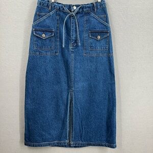 Denim maxi skirt with Tie Front